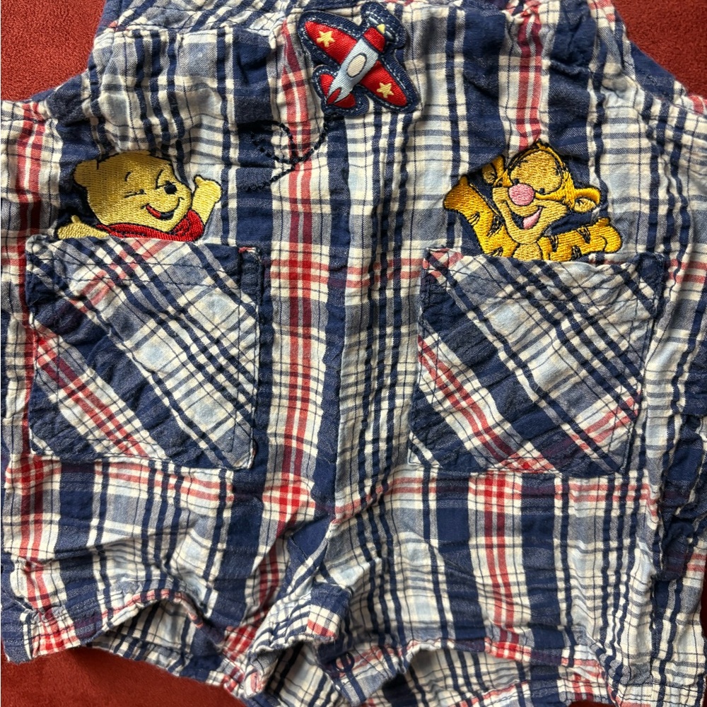 Plaid Kids One Piece with Cartoon Characters